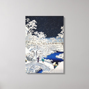 Utagawa Hiroshige - Trommelbrug bij Meguro Canvas Afdruk