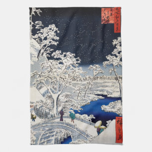 Utagawa Hiroshige - Trommelbrug bij Meguro Theedoek