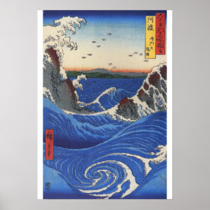 Utagawa Hiroshige, Wilde Zee die de Rocks doorbree Poster