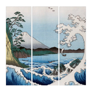Utagawa Hiroshige - Zee van Satta, provincie Surug Drieluik