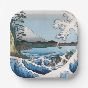 Utagawa Hiroshige - Zee van Satta, provincie Surug Papieren Bordje