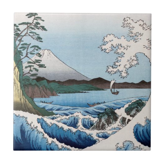 Utagawa Hiroshige - Zee van Satta, provincie Surug Tegeltje (Voorkant)
