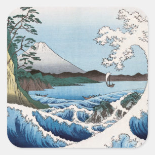 Utagawa Hiroshige - Zee van Satta, provincie Surug Vierkante Sticker