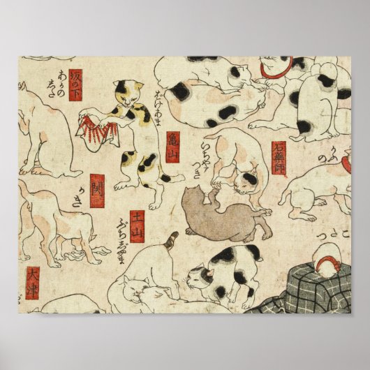 Utagawa Kuniyoshi - Katten Poster (Voorkant)