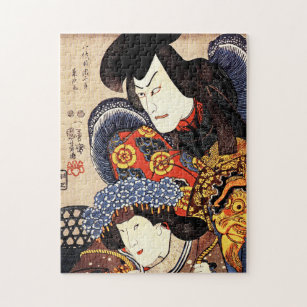 Utagawa Kuniyoshi - Samurai en geisha Legpuzzel