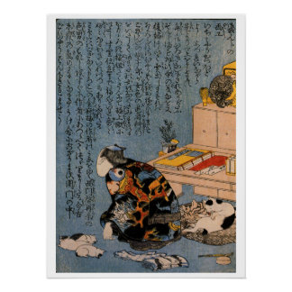 Utagawa-Kuniyoshi, Self-Portrait, Shunga album Perfect Poster