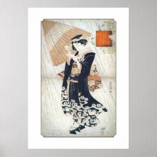 Utagawa Tokoyuni Poetess Ono-no in Rain Poster