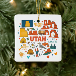 Utah Aangepaste Familie Reis Kerstmis Keramisch Ornament