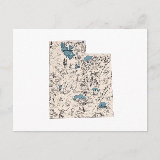 Utah  Afbeelding Map Antiek Utahan Chart Briefkaart (Voorkant)