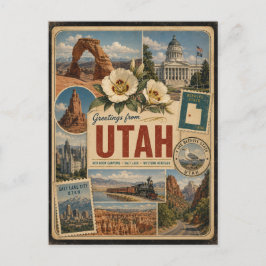 Utah Authentieke Vintage Stijl Ansichtkaart Briefkaart