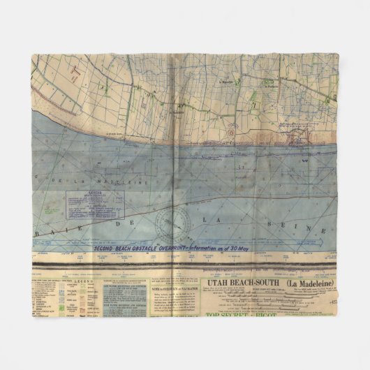  Utah Beach D-Day Invasion Map (1944) Fleece Deken (Voorkant (Horizontaal))