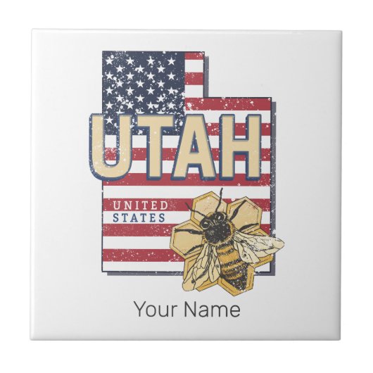 Utah Bee Verenigde Staten Retro Kaart  Verenigde S Tegeltje (Voorkant)