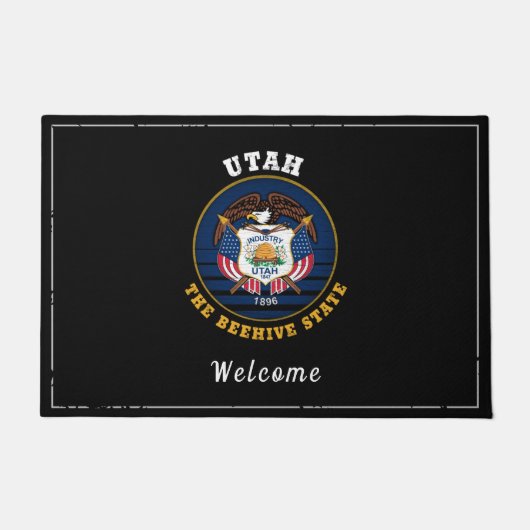 UTAH BEEHIVE STATE FLAG DEURMAT (Voorkant)
