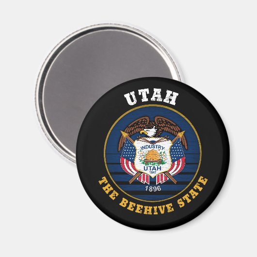UTAH BEEHIVE STATE FLAG MAGNEET (Voorkant / Achterkant)
