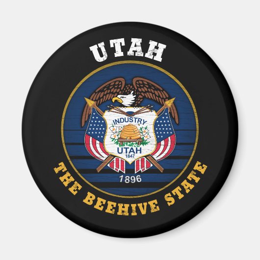 UTAH BEEHIVE STATE FLAG MAGNEET (Voorkant)