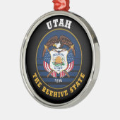 UTAH BEEHIVE STATE FLAG METALEN ORNAMENT (Links)