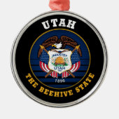 UTAH BEEHIVE STATE FLAG METALEN ORNAMENT (Voorkant)