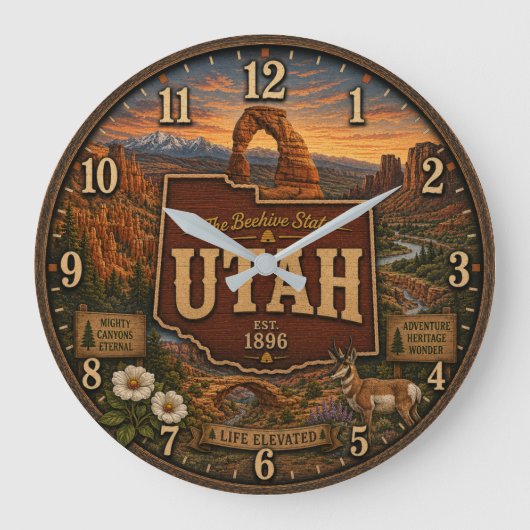 Utah Beehive State National Park Rustic Gift Grote Klok (Voorkant)