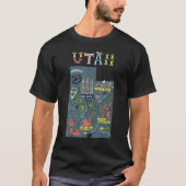 Utah Beehive State National Parks Mighty 5 Map Tee T-shirt (Voorkant)