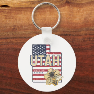 Utah Bij Verenigde Staten Retro Kaart Vintage VS Sleutelhanger