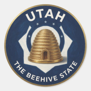 Utah Bijenkorf Embleem 🐝 Ronde Sticker