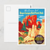 Utah, Bruce canyon nationaal park, vintage-reis Briefkaart (Voorkant / Achterkant)