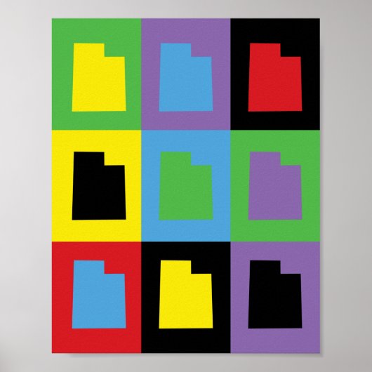 Utah Colorful Pop Art State Outline Patroon Poster (Voorkant)