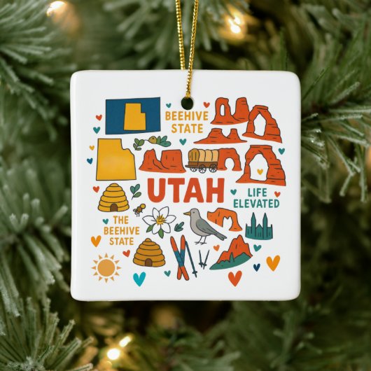 Utah Custom Family Trip Christmas Keramisch Ornament (Boom)