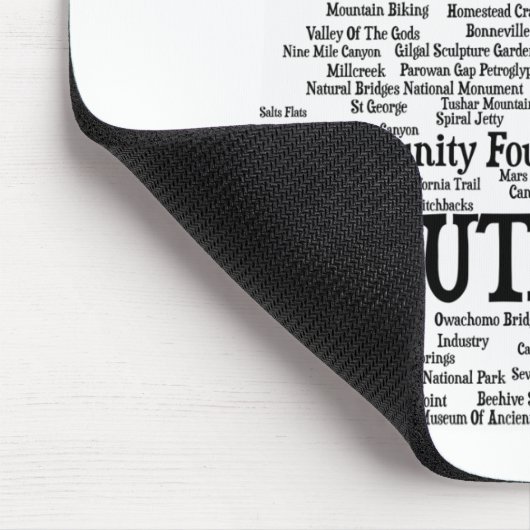 UTAH Custom Word Cloud mousepad - Zwarte tekst Muismat (Hoek)