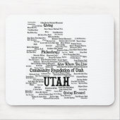 UTAH Custom Word Cloud mousepad - Zwarte tekst Muismat (Voorkant)