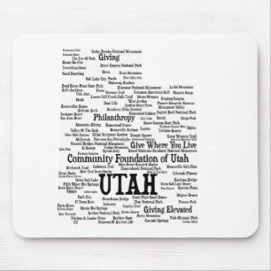 UTAH Custom Word Cloud mousepad - Zwarte tekst Muismat