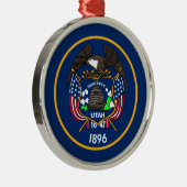 Utah: De bijenkorf staat Amerikaanse vlag, industr Metalen Ornament (Rechts)