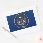 Utah: De bijenkorf staat Amerikaanse vlag, industr Rechthoekige Sticker (Envelop)