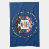 Utah: De bijenkorf staat Amerikaanse vlag, industr Theedoek (Verticaal)