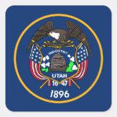 Utah: De bijenkorf staat Amerikaanse vlag, industr Vierkante Sticker (Voorkant)