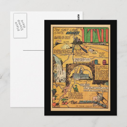 Utah de staat Salt Lake Briefkaart (Voorkant / Achterkant)