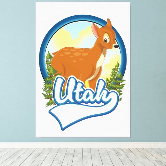 Utah Deer Travel logo Canvas Afdruk (Insitu (Houten vloer))