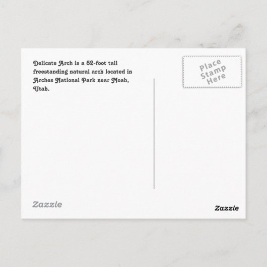 Utah Delicate Arch Briefkaart (Achterkant)