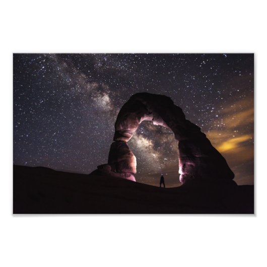 Utah Delicate Arch night sterft melkachtig landsch Foto Afdruk (Voorkant)