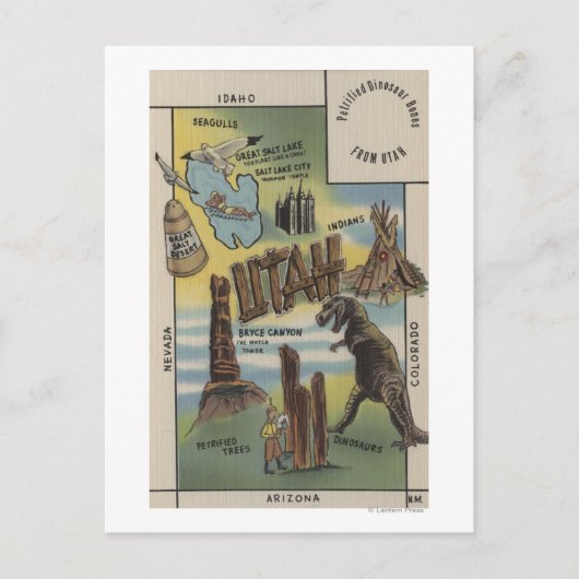 Utah Depictions of Sites to See in UtahUtah Briefkaart (Voorkant)