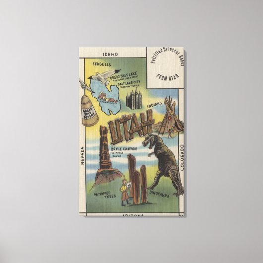Utah Depictions of Sites to See in UtahUtah Canvas Afdruk (Voorkant)