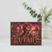Utah Día de los Muertos Retro Briefkaart (Staand voorkant)