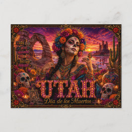 Utah Día de los Muertos Retro Briefkaart