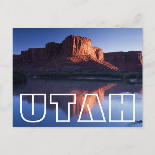 Utah, een tafelberg weerspiegeld in de Colorado ri Briefkaart