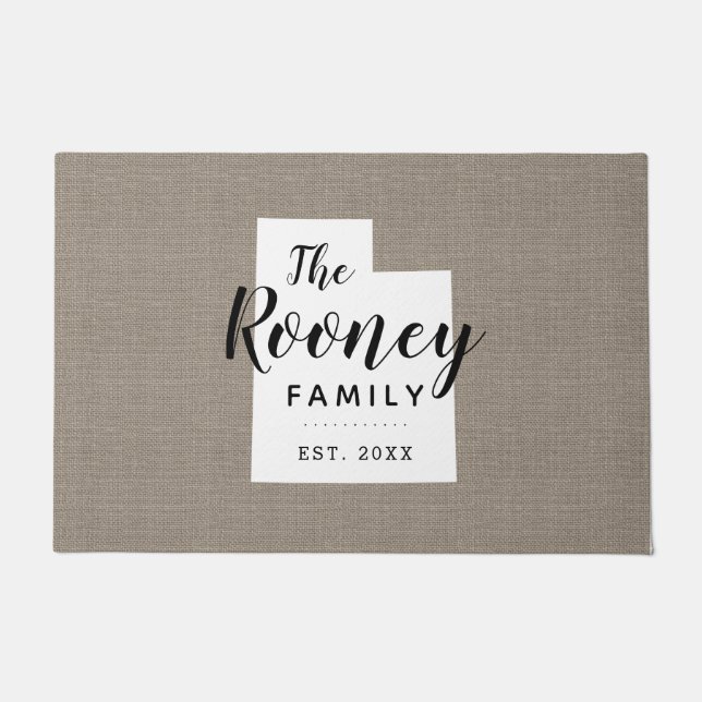 Utah Familie Monogram Staat Doormat Deurmat (Voorkant)