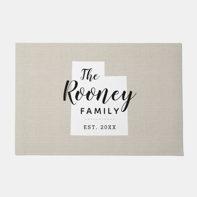 Utah Familie Monogram Staat Doormat Deurmat (Voorkant)