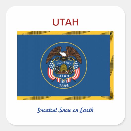Utah Flag en Slogan Vierkante Sticker (Voorkant)