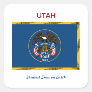 Utah Flag en Slogan Vierkante Sticker