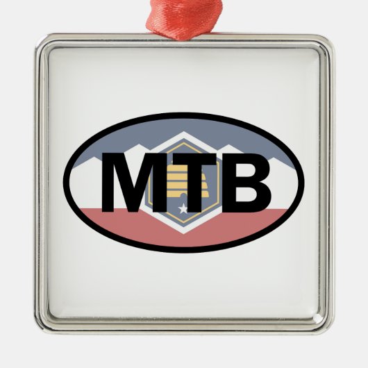 Utah Flag Mountain Biking Oval Metalen Ornament (Voorkant)