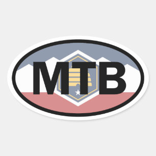 Utah Flag Mountain Biking Oval Ovale Sticker